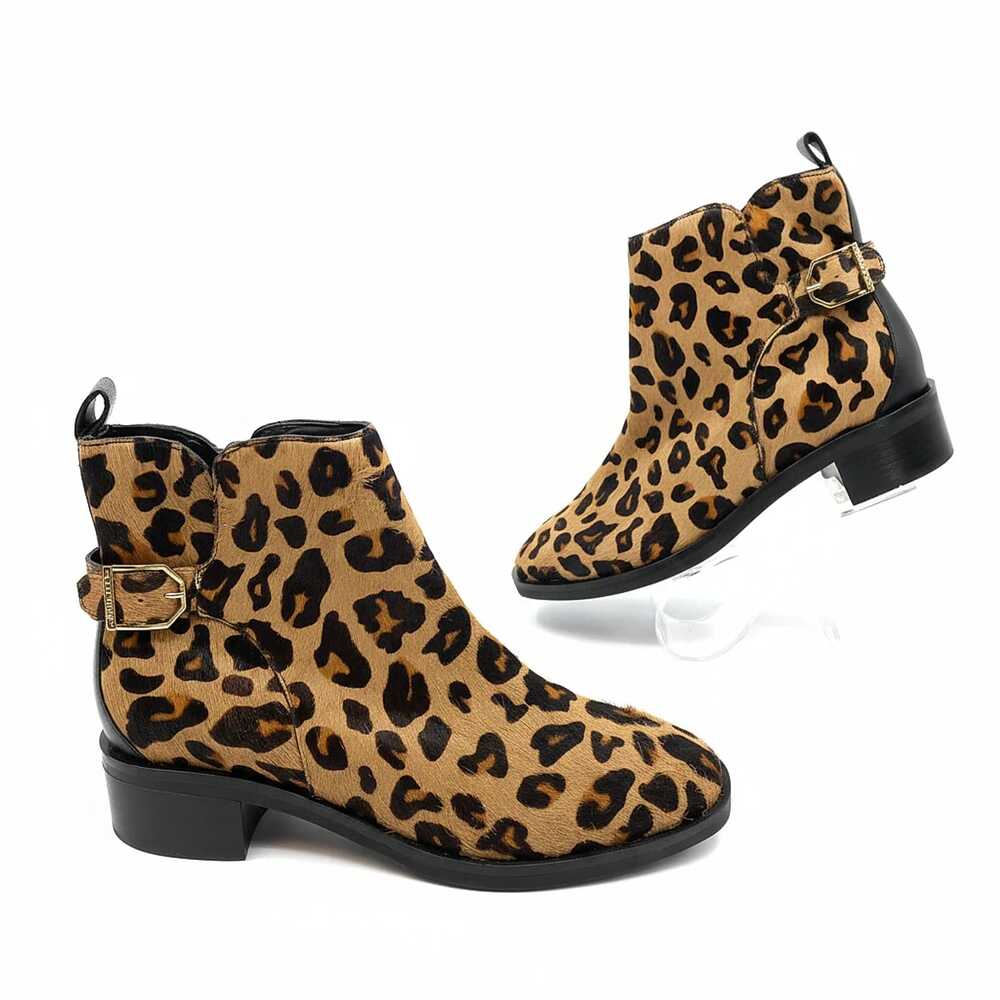 Cole Haan Fur Bootie Brown Animal Print | Size 6.5